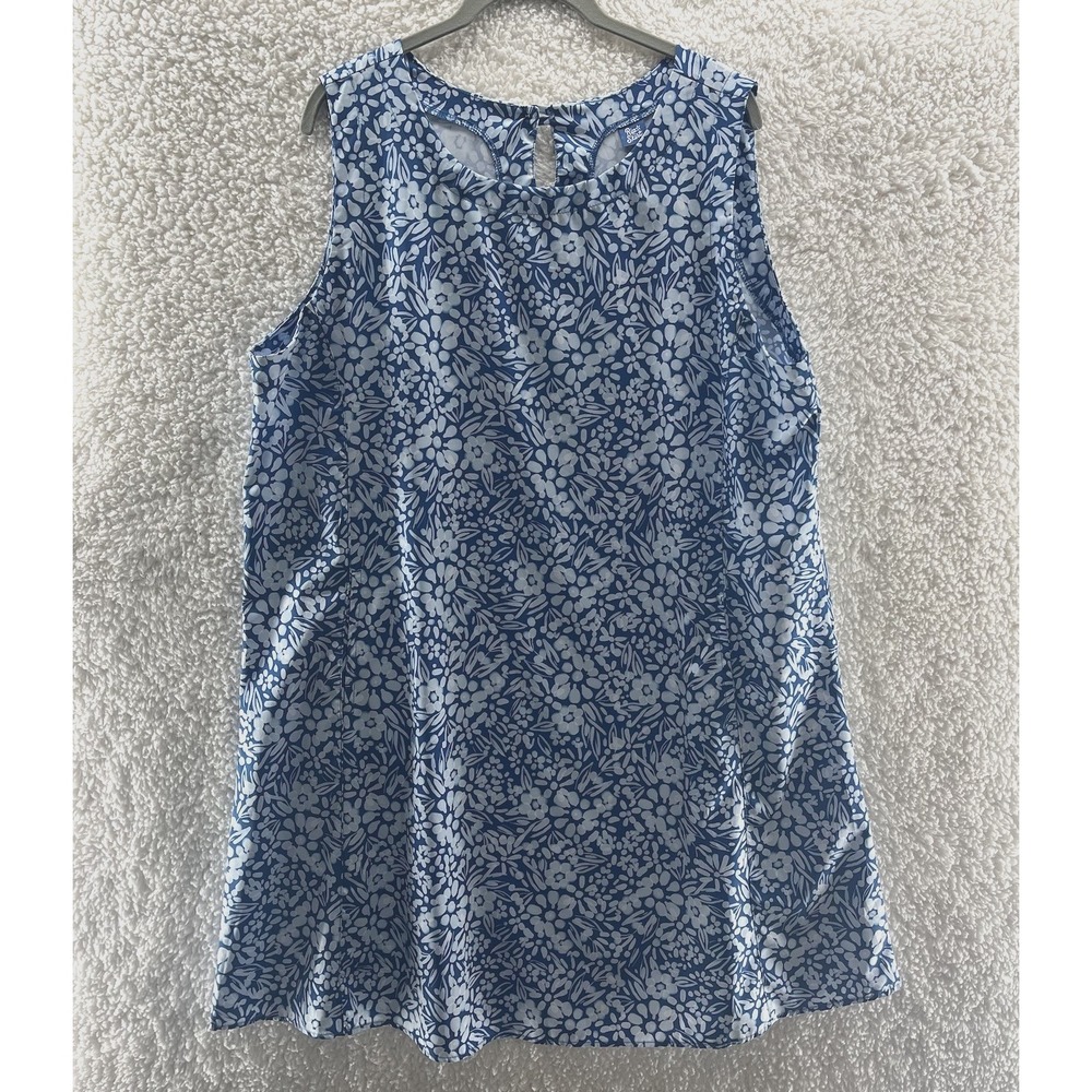 RipSkirt Hawaii Dress Floral Sundress Size XXL Shift Pockets Blue Sleeveless